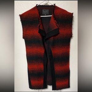 Free People Sanctuary Red Black Long Vest XS